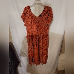 Torrid Redish Orange Dress with a Black and Grey Print